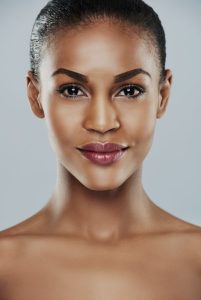 Woman looking straight forward