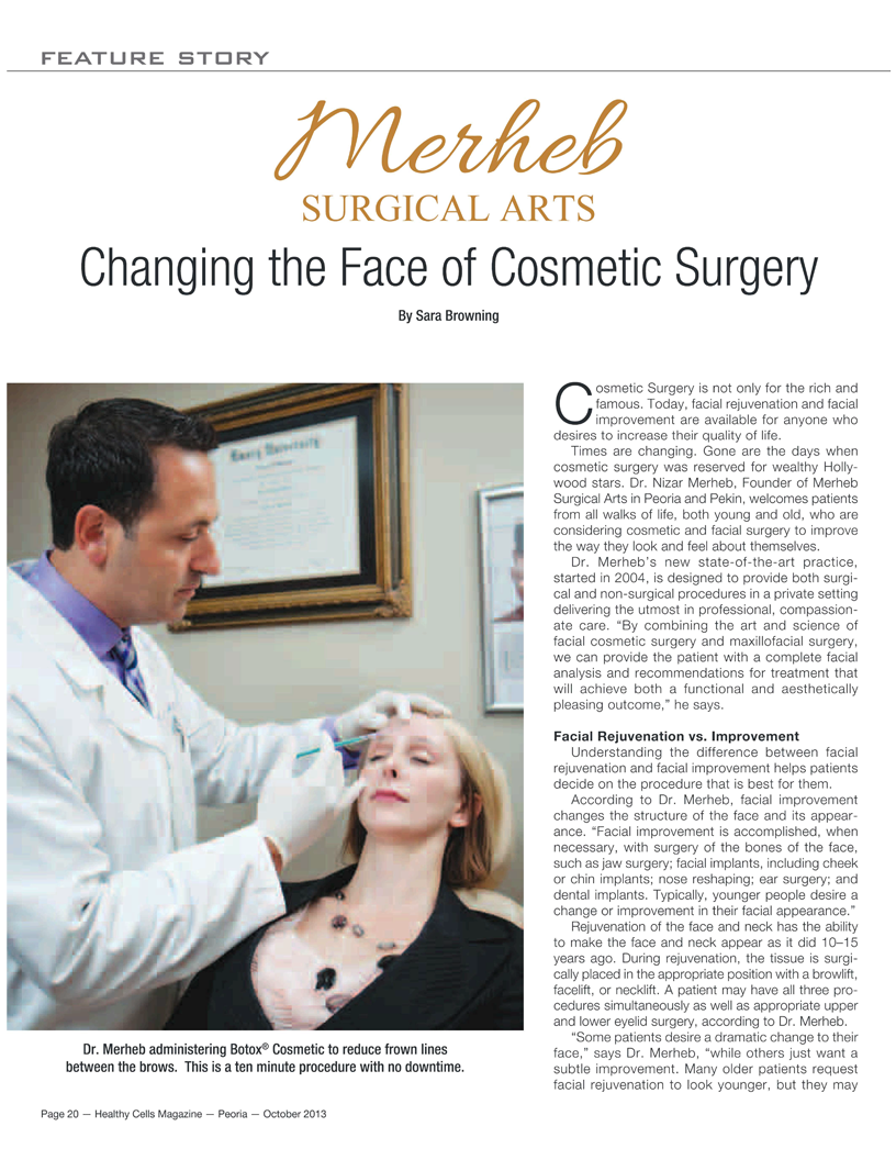Healthy Cells Cover Magazine Article Changing the face of Cosmetic Surgery