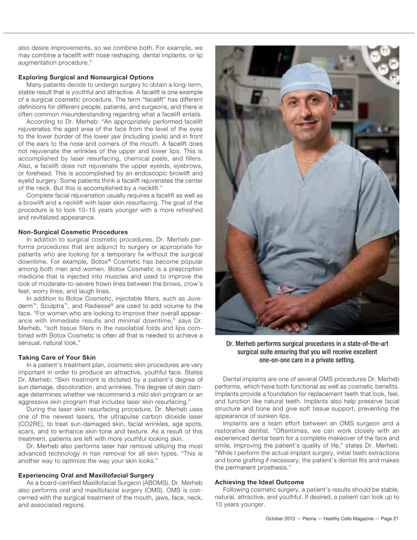 Healthy Cells Cover Magazine Changing the face of cosmetic surgery