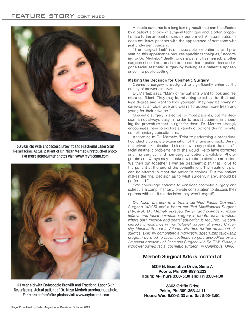 Healthy Cells Cover Magazine Changing the face of Cosmetic Surgery