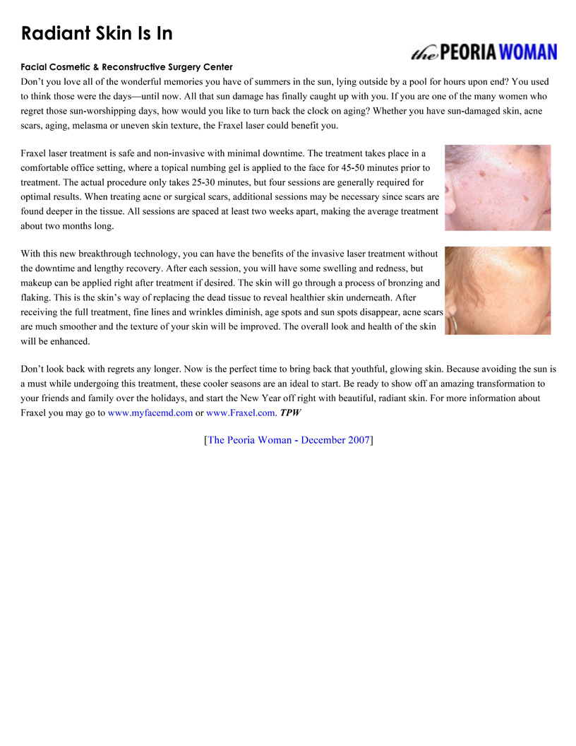 The Peoria Woman Magazine - December 2007 - Radiant Skin is In